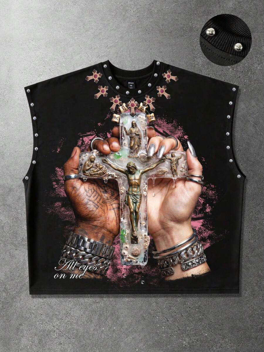 Crossfit Vest - تي شيرت أمريكي ريترو بتصميم صليب